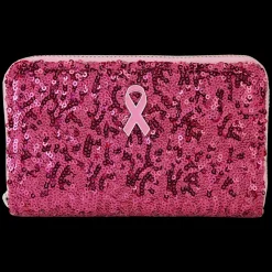 Breast Cancer Research Foundation Wallets< Exclusive Pink Ribbon Sequin Zip Around Wallet