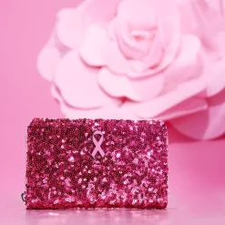 Breast Cancer Research Foundation Wallets< Exclusive Pink Ribbon Sequin Zip Around Wallet