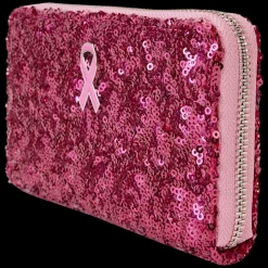 Breast Cancer Research Foundation Wallets< Exclusive Pink Ribbon Sequin Zip Around Wallet