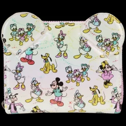 Disney Wallets<100 Mickey & Friends Classic All-Over Print Iridescent Zip Around Wallet