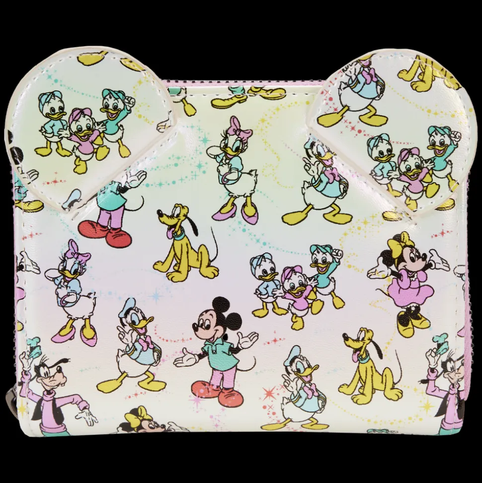 Disney Wallets<100 Mickey & Friends Classic All-Over Print Iridescent Zip Around Wallet