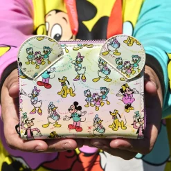 Disney Wallets<100 Mickey & Friends Classic All-Over Print Iridescent Zip Around Wallet