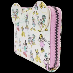 Disney Wallets<100 Mickey & Friends Classic All-Over Print Iridescent Zip Around Wallet