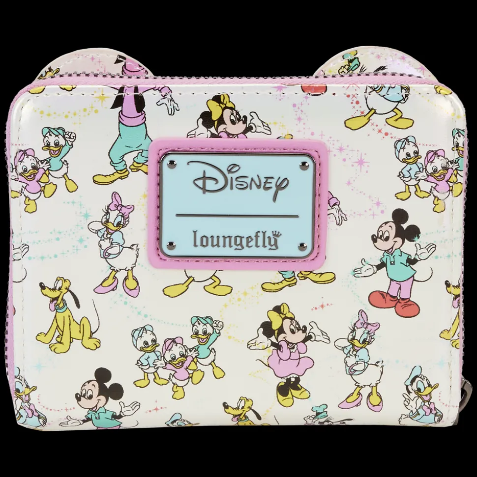 Disney Wallets<100 Mickey & Friends Classic All-Over Print Iridescent Zip Around Wallet