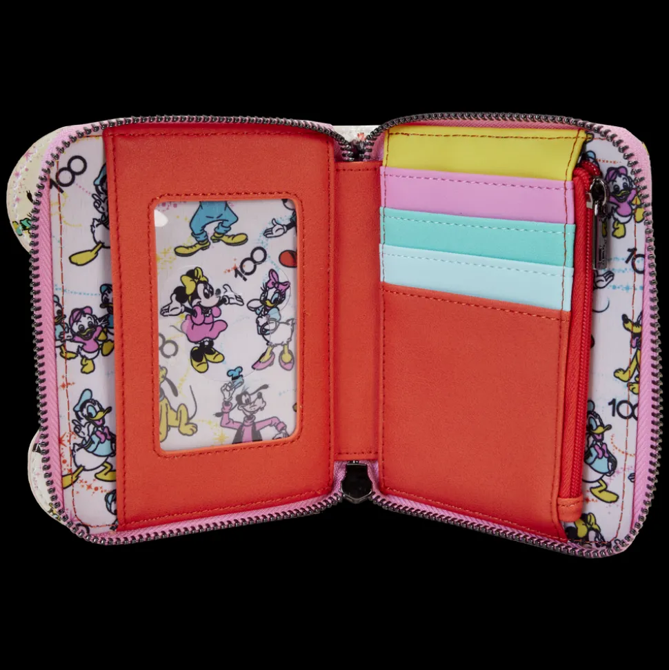 Disney Wallets<100 Mickey & Friends Classic All-Over Print Iridescent Zip Around Wallet