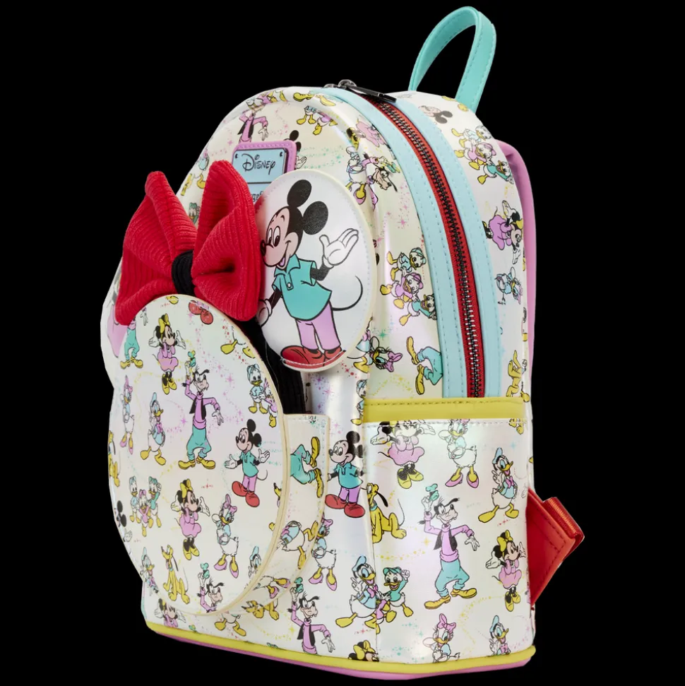 Disney Mini Backpacks<100 Mickey & Friends Classic All-Over Print Iridescent Mini Backpack With Ear Headband