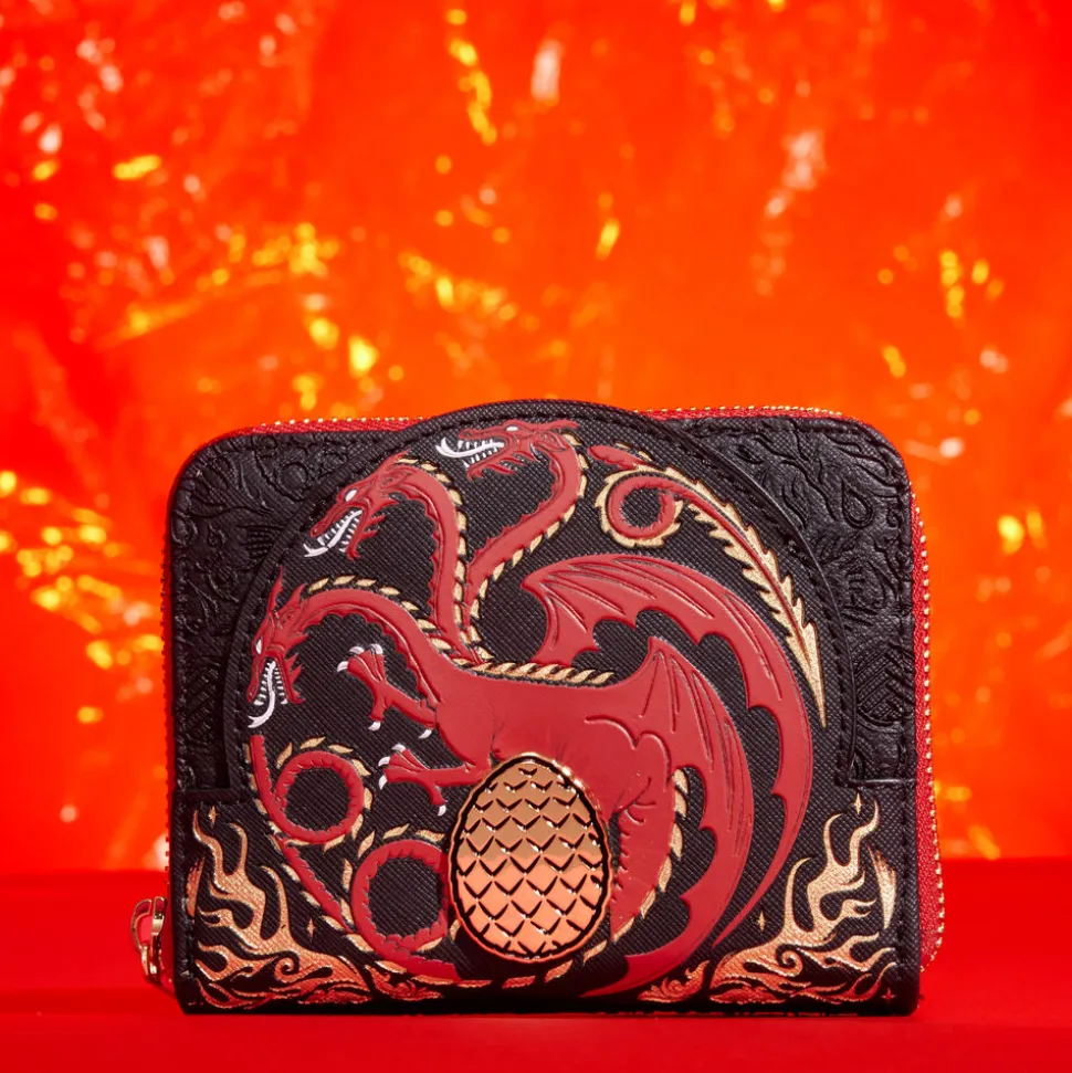 House of the Dragon Wallets< All-Over Print House Targaryen Sigil Zip Around Wallet