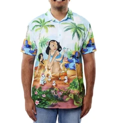 Unisex Disney Tops<Lilo & Stitch Beach Scene Unisex Camp Shirt