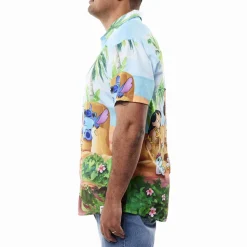 Unisex Disney Tops<Lilo & Stitch Beach Scene Unisex Camp Shirt