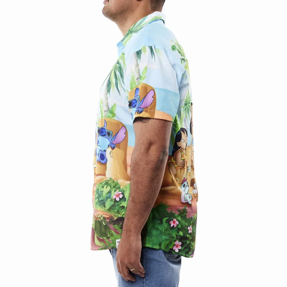 Unisex Disney Tops<Lilo & Stitch Beach Scene Unisex Camp Shirt