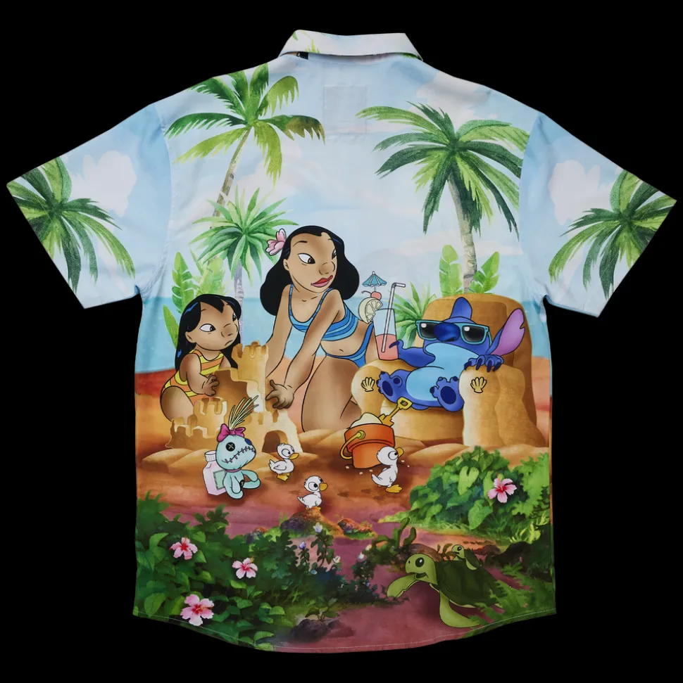 Unisex Disney Tops<Lilo & Stitch Beach Scene Unisex Camp Shirt