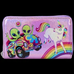 Lisa Frank Wallets< Holographic Glitter Color Block Zip Around Wallet