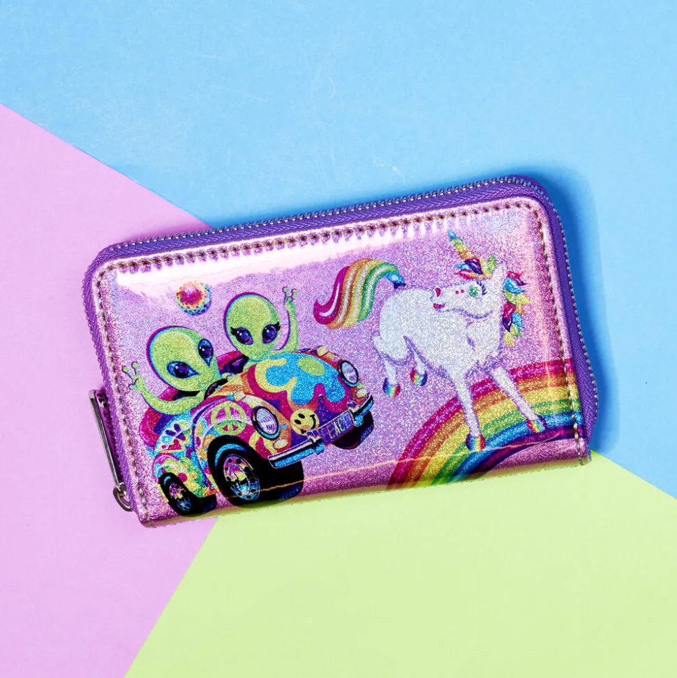 Lisa Frank Wallets< Holographic Glitter Color Block Zip Around Wallet