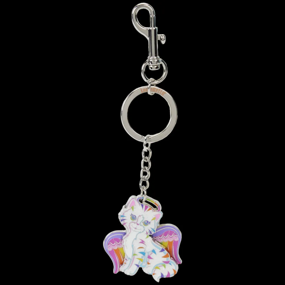 Lisa Frank Keychains< Holographic Glitter Angel Kitty Moving Keychain