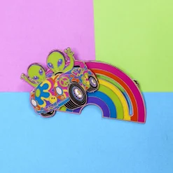 Lisa Frank Enamel Pins< Zoomer & Zorbit Rainbow 3" Collector Box Sliding Pin