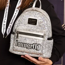 Loungefly Mini Backpacks< 25Th Anniversary Logo Holographic Silver Sequin Mini Backpack