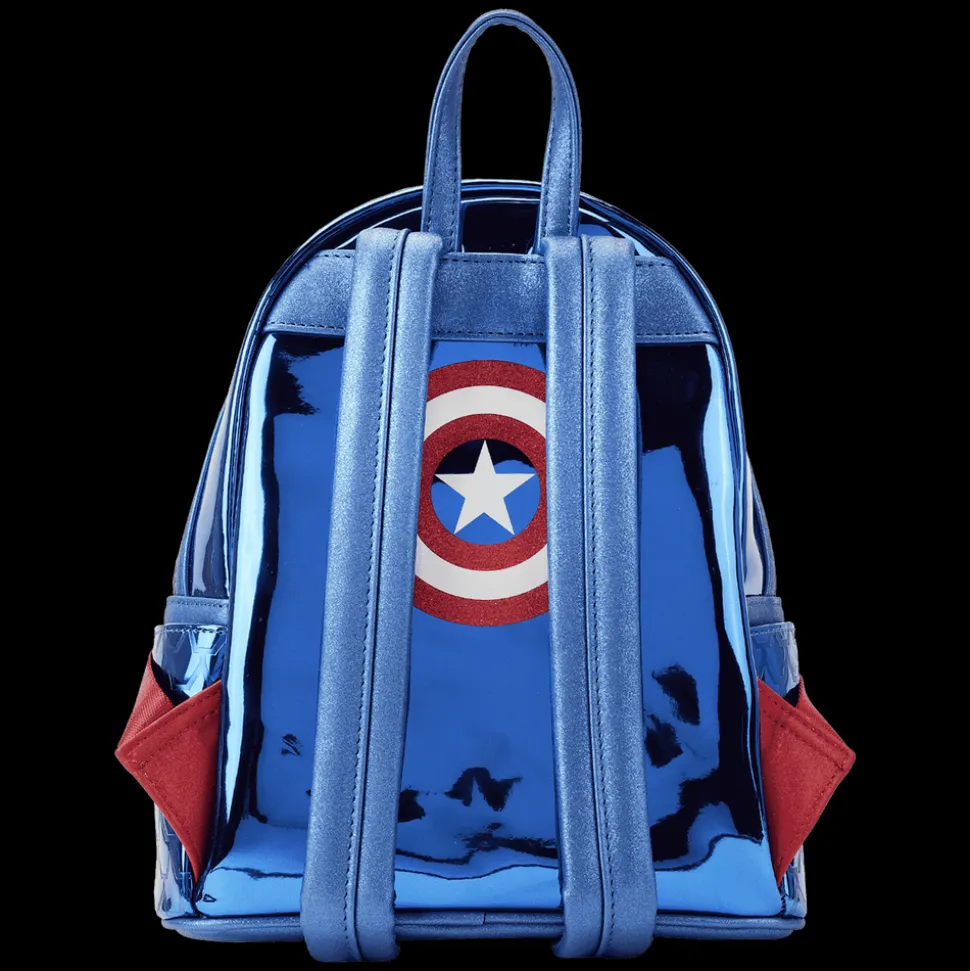 Marvel Mini Backpacks< Metallic Captain America Cosplay Mini Backpack
