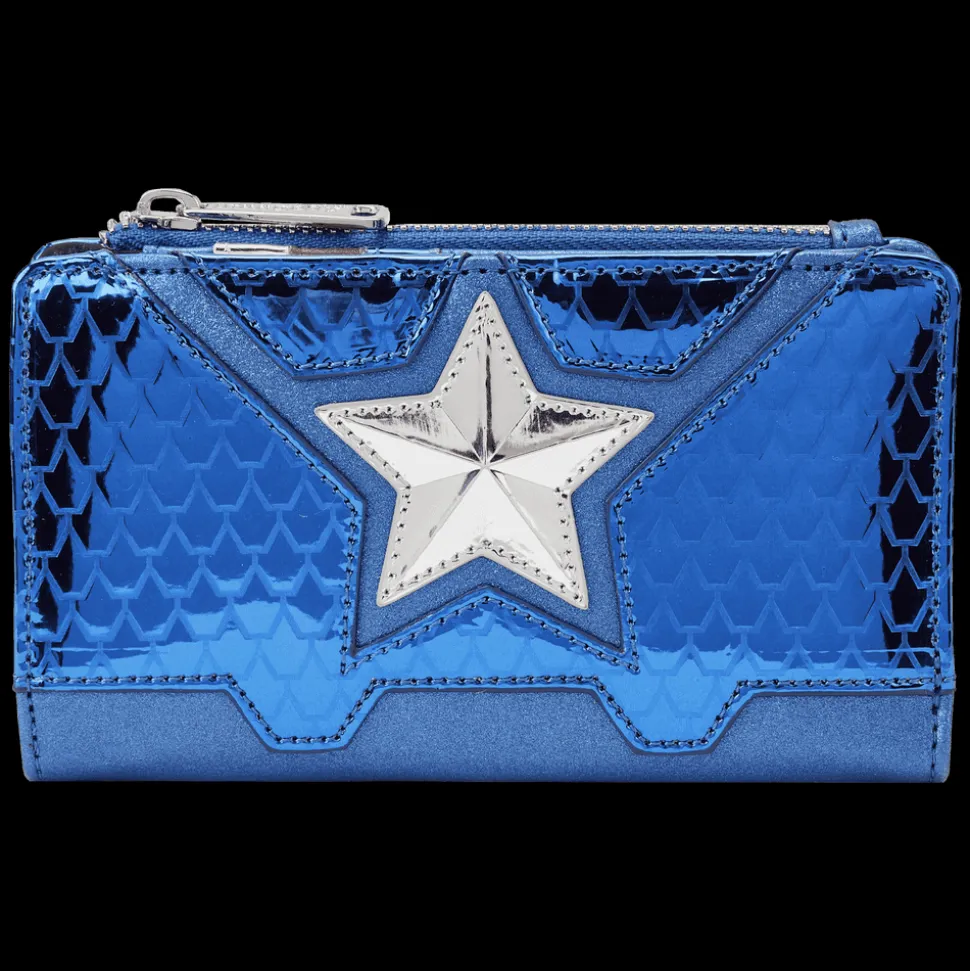 Marvel Wallets< Metallic Captain America Cosplay Flap Wallet