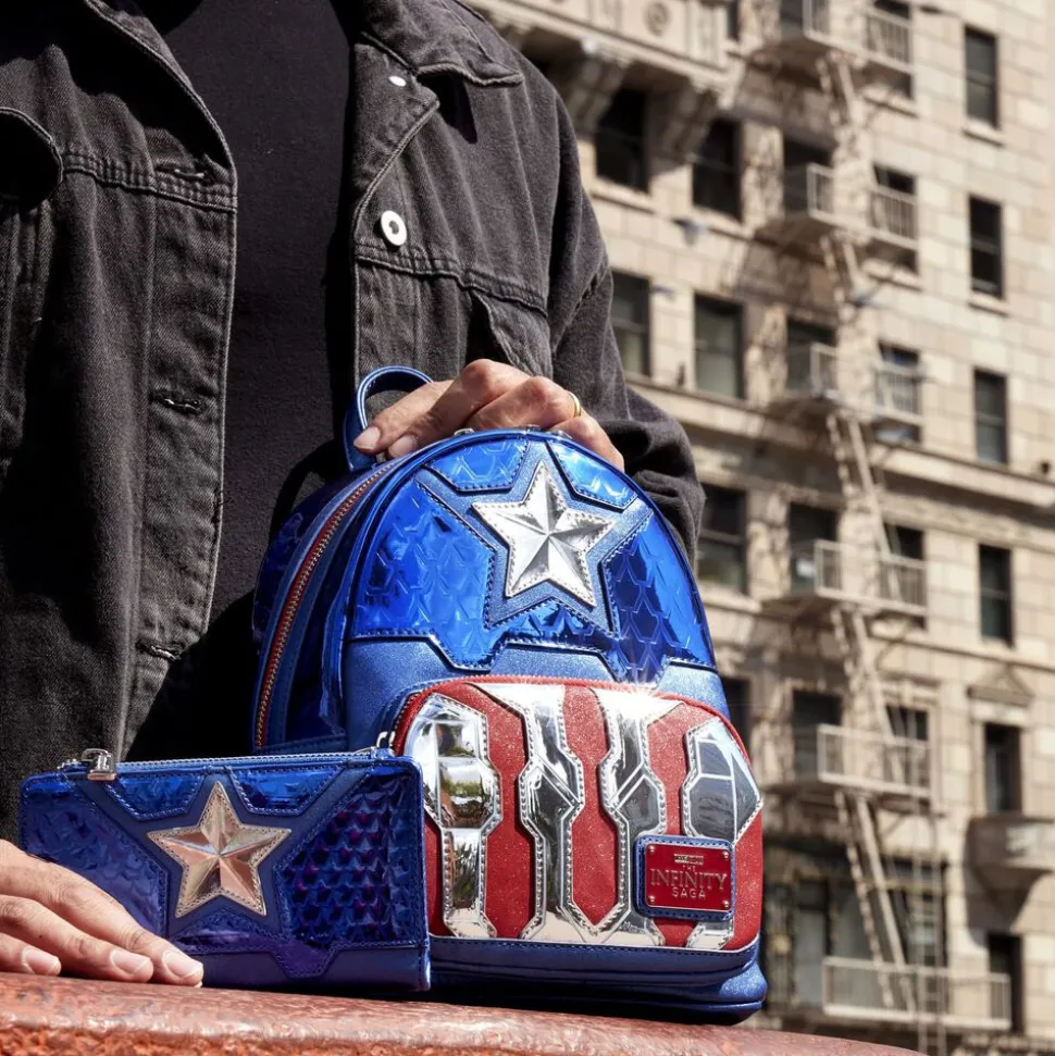 Marvel Wallets< Metallic Captain America Cosplay Flap Wallet