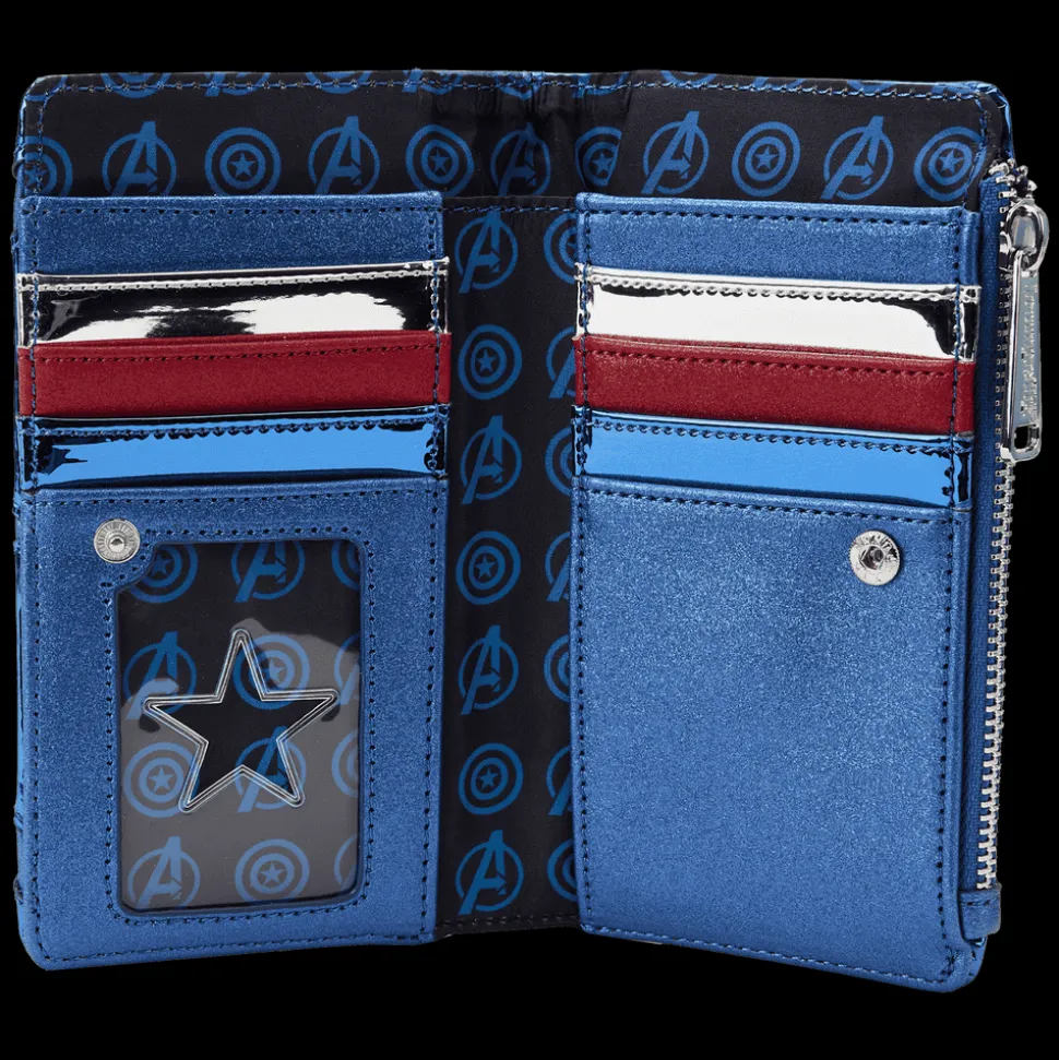 Marvel Wallets< Metallic Captain America Cosplay Flap Wallet