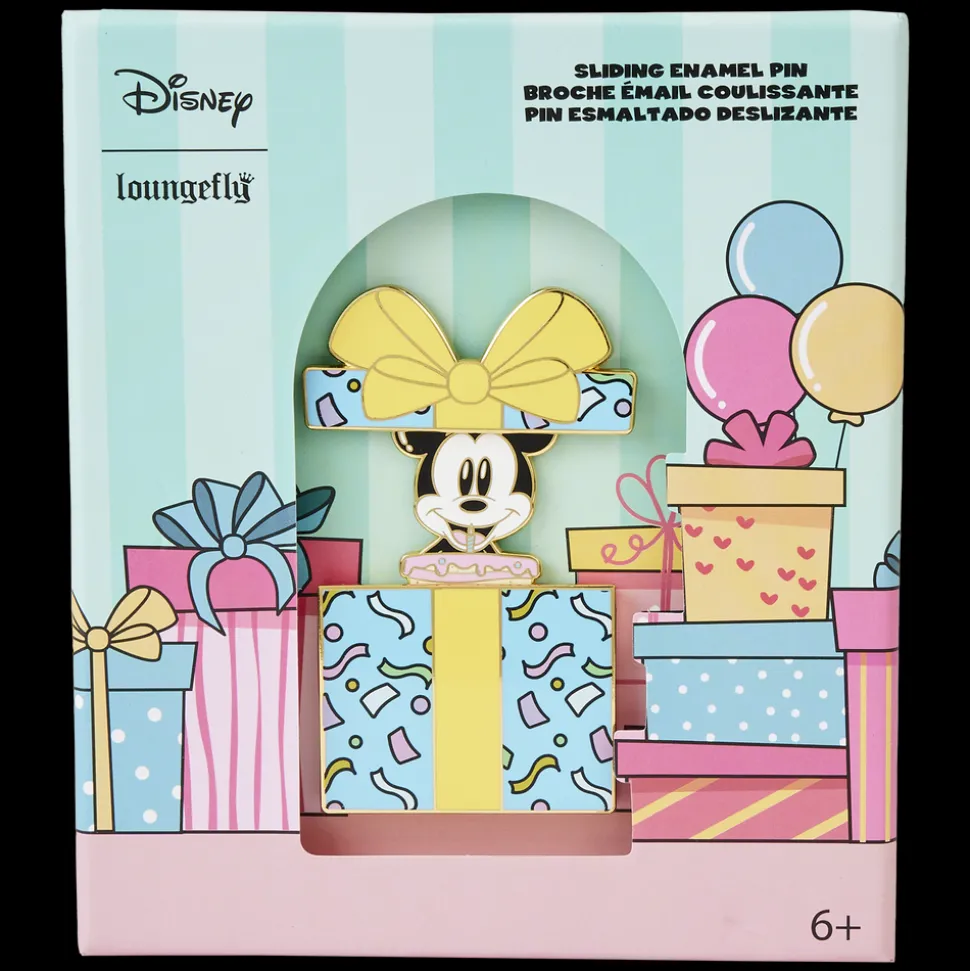 Disney Enamel Pins<Mickey Mouse Birthday Present Surprise 3" Collector Box Sliding Pin