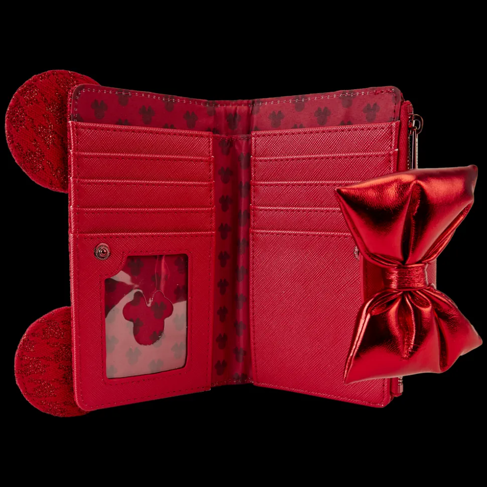 Disney Wallets<Minnie Mouse Exclusive Red Glitter Tonal Bifold Wallet