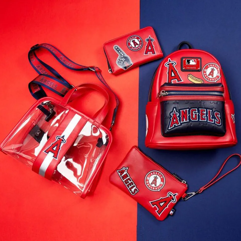 MLB Wallets< La Angels Patches Zip Around Wallet