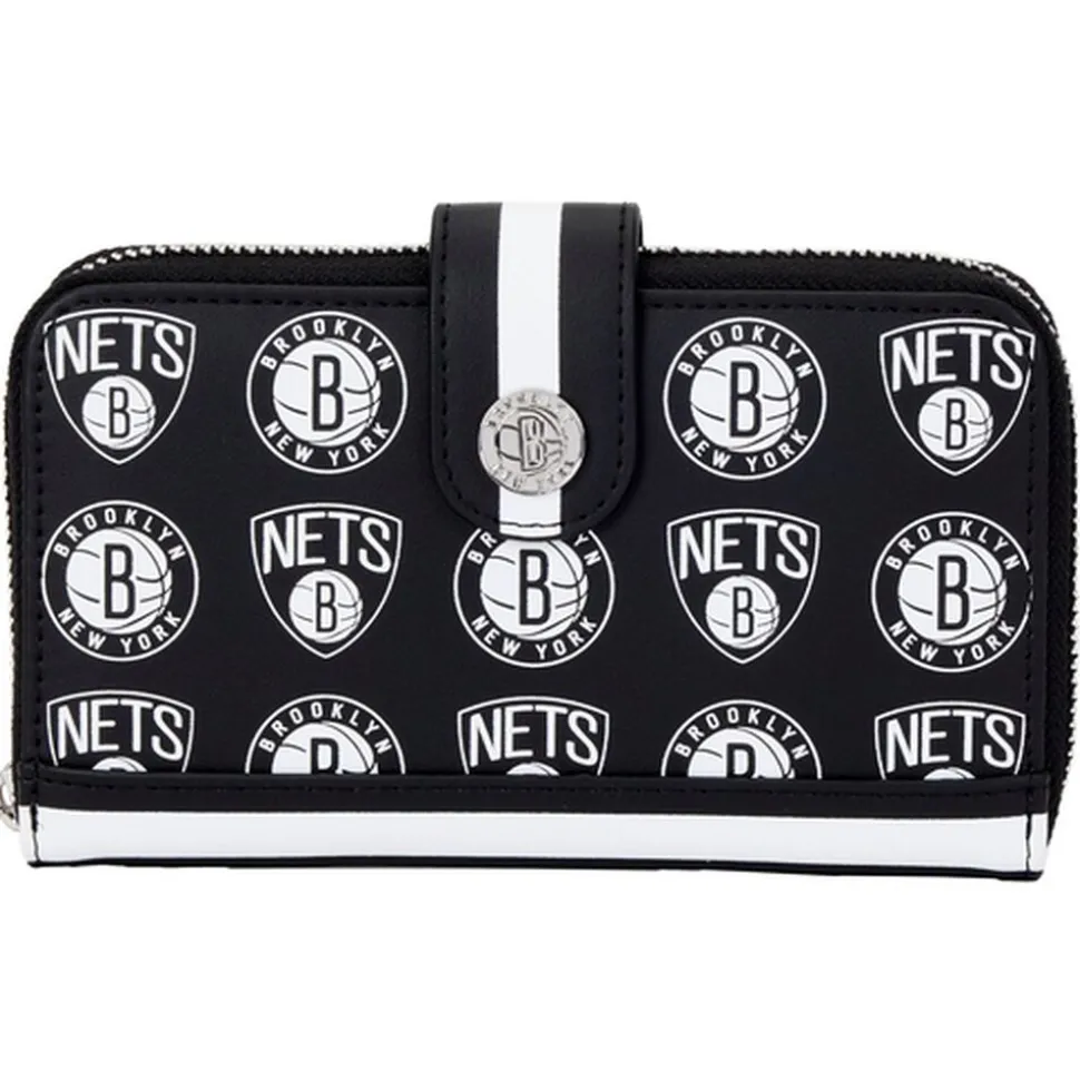 NBA Wallets< Brooklyn Nets Logo Zip Around Wallet