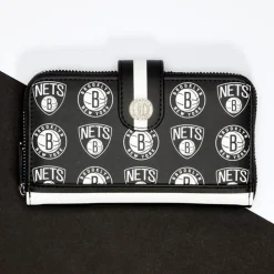 NBA Wallets< Brooklyn Nets Logo Zip Around Wallet