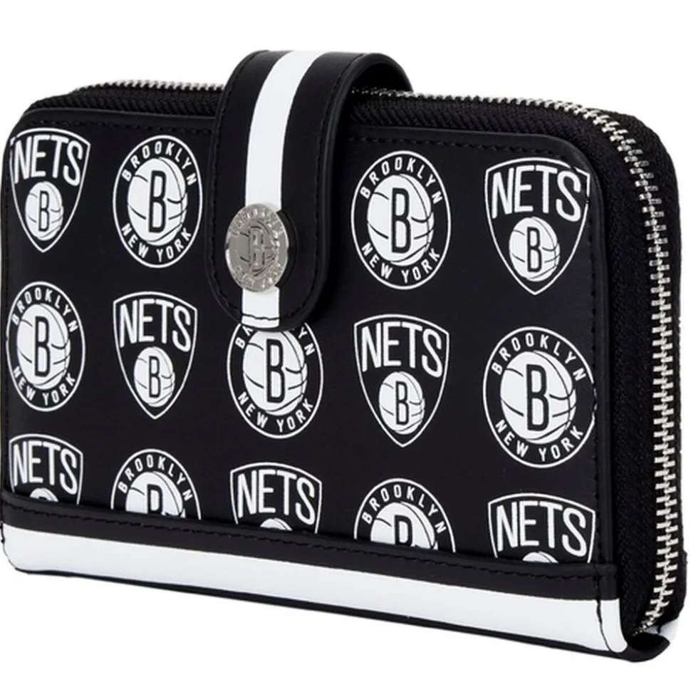 NBA Wallets< Brooklyn Nets Logo Zip Around Wallet