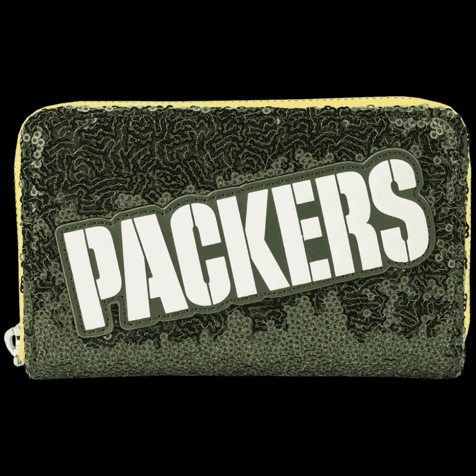 NFL Wallets< Green Bay Packers Sequin Zip Around Wallet