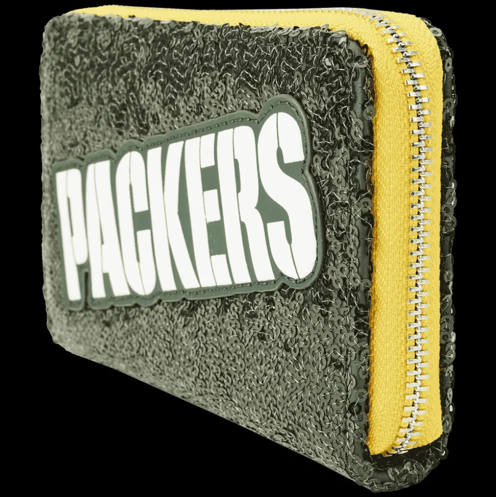 NFL Wallets< Green Bay Packers Sequin Zip Around Wallet