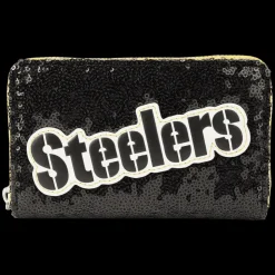 NFL Wallets< Pittsburgh Steelers Sequin Zip Around Wallet