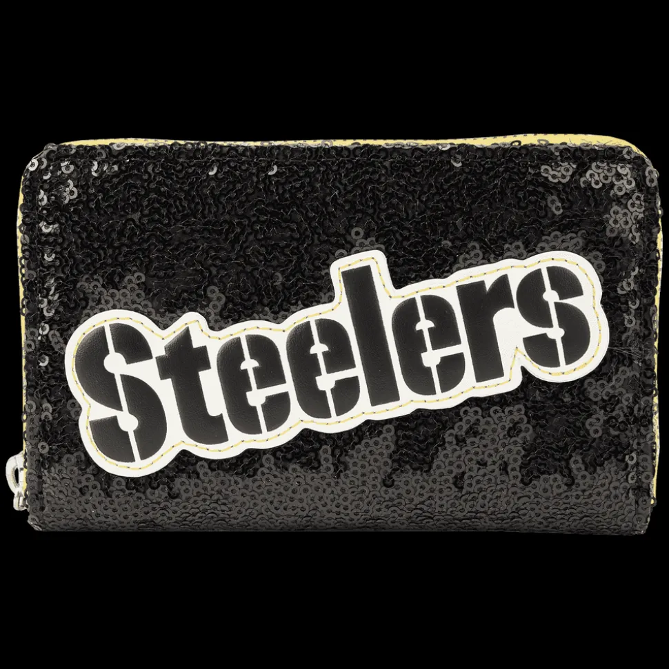 NFL Wallets< Pittsburgh Steelers Sequin Zip Around Wallet