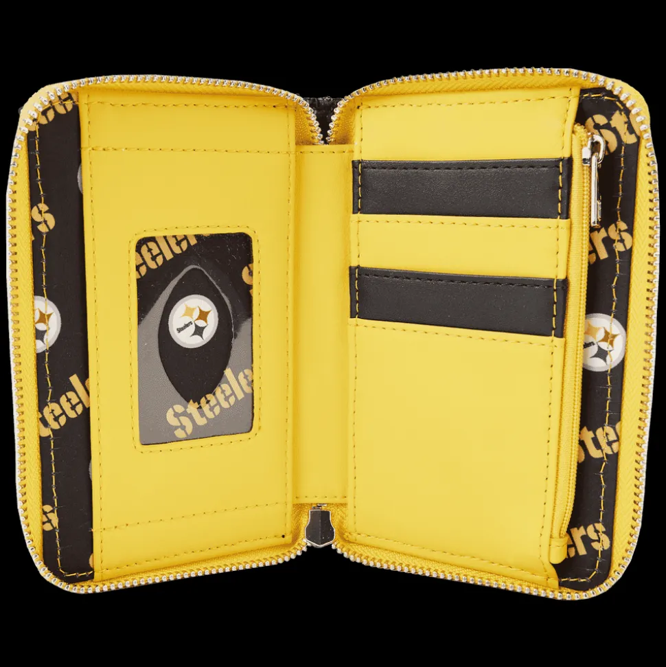 NFL Wallets< Pittsburgh Steelers Sequin Zip Around Wallet