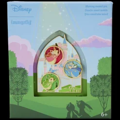 Disney Enamel Pins<Sleeping Beauty Castle Three Good Fairies Stained Glass 3" Collector Box Sliding Pin