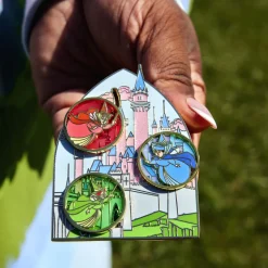 Disney Enamel Pins<Sleeping Beauty Castle Three Good Fairies Stained Glass 3" Collector Box Sliding Pin
