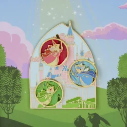 Disney Enamel Pins<Sleeping Beauty Castle Three Good Fairies Stained Glass 3" Collector Box Sliding Pin