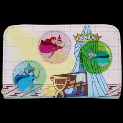 Disney Wallets<Sleeping Beauty Castle Three Good Fairies Stained Glass Zip Around Wallet