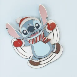 Disney Enamel Pins<Stitch Holiday Snow Angel 3" Collector Box Sliding Pin